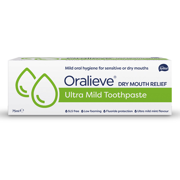 dry health problem mouth UK 75ml  Ultra  Oralieve UpbeatCare, Mild Toothpaste